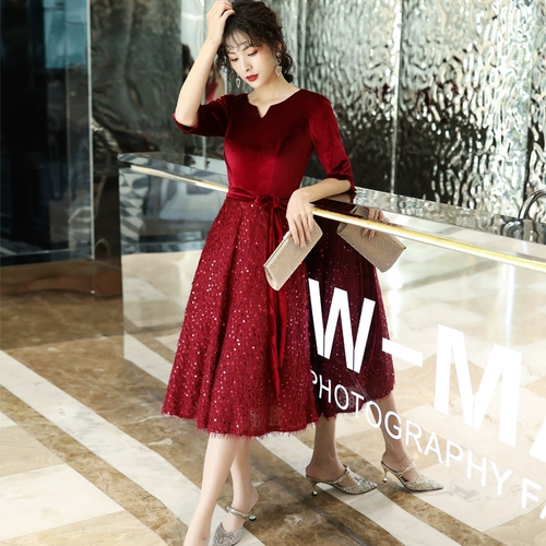 Бордовое вечернее платье, демисезонное свадебное платье, подходит для подростков