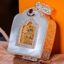 S925 sterling silver ground Tibetan garu box la rong college cultural and creative Tibetan accessories pendant necklace