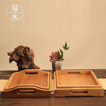 Bamboo rectangular European-style tray Solid Wood Size Yard tea tray Tea Road water glass containing photo and photo props