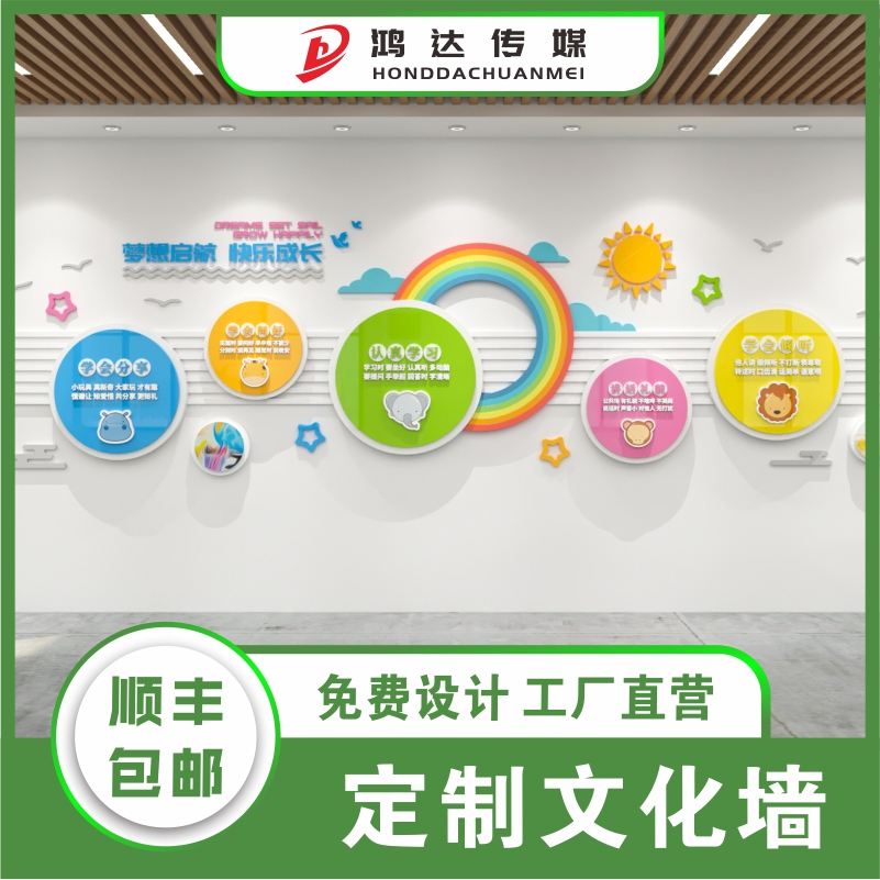 Kindergarten campus culture wall custom class culture wall layout education training unit teacher style display