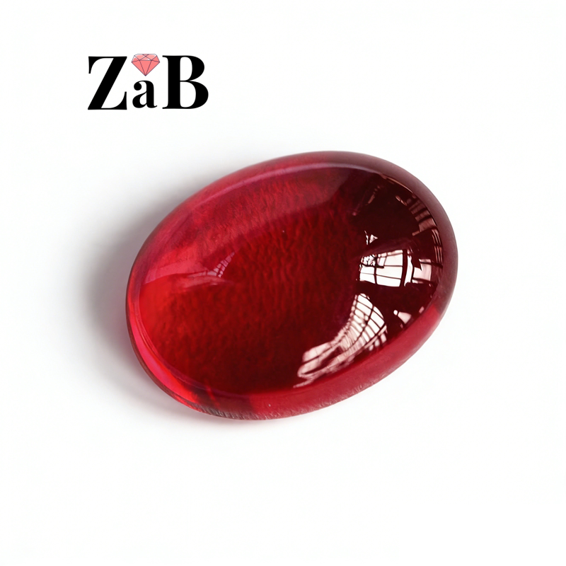 養殖ルビー、ピジョンブラッドレッド、楕円形平底カボションカット。指輪にもペンダントにも適しています。