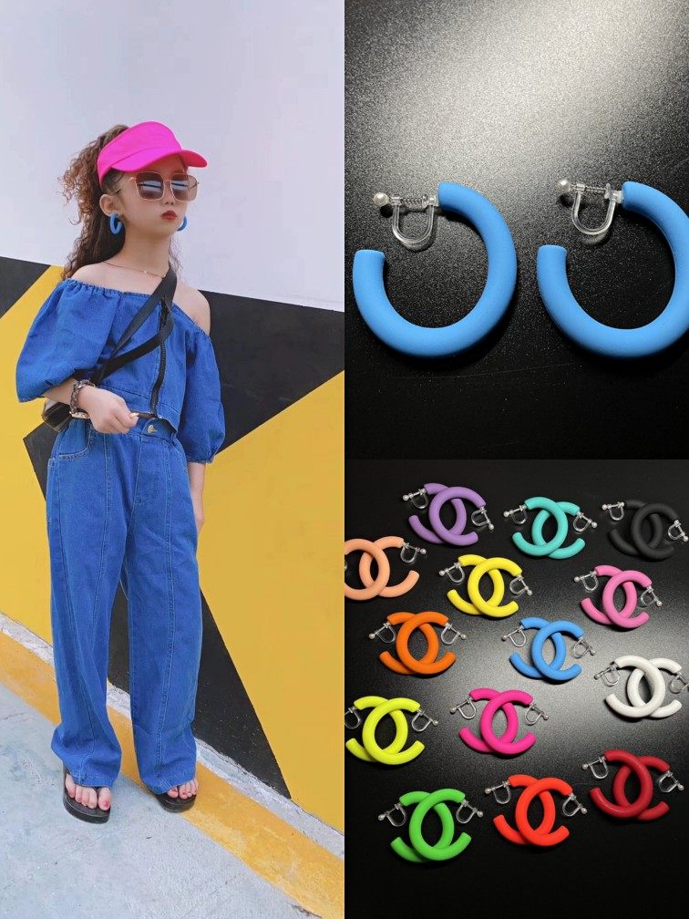 Girl Walking Show Retro Port Wind Without Earrings Earrings 2022 New Tide Van Earrings Ear Clip Ring Fluorescent Earrings-Taobao