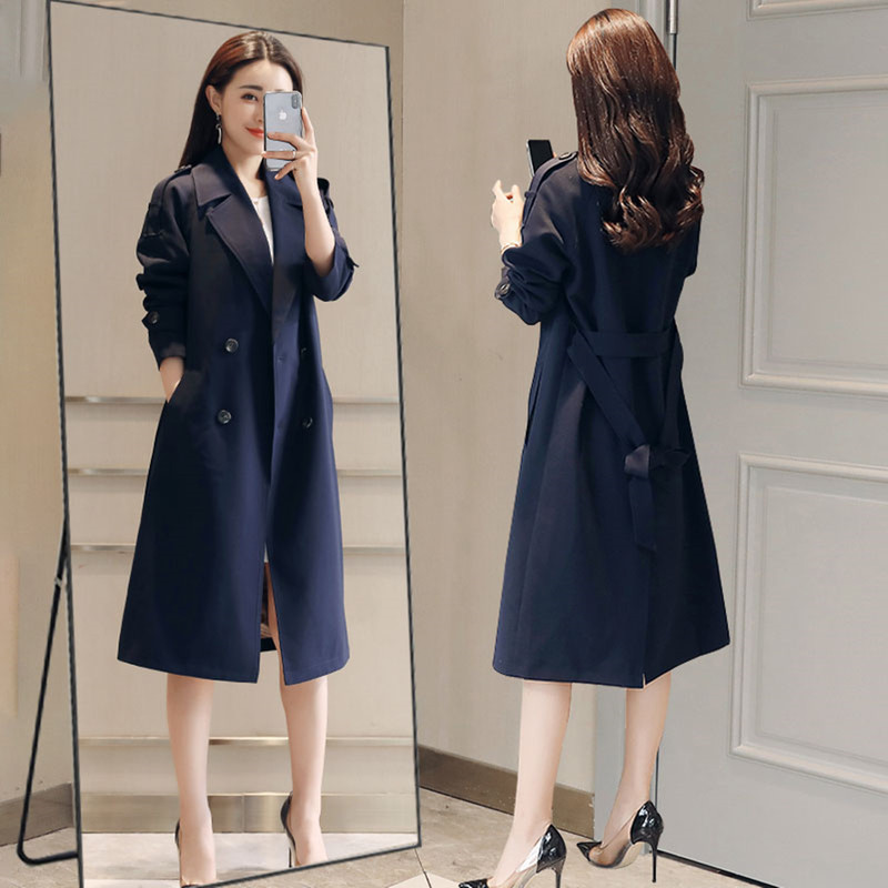 Plus-Size Women's Trench Coat, Mid-Length, New Spring and Autumn Style, for Chubby Girls, Korean Version, Slimming, Over-The-Knee, Suitable for February and August Plus-Size Women's Trench Coat, Mid-Length, New Spring and Autumn Style, for Chubby Girls, Korean Version, Slimming, Over-The-Knee, Suitable for February and August