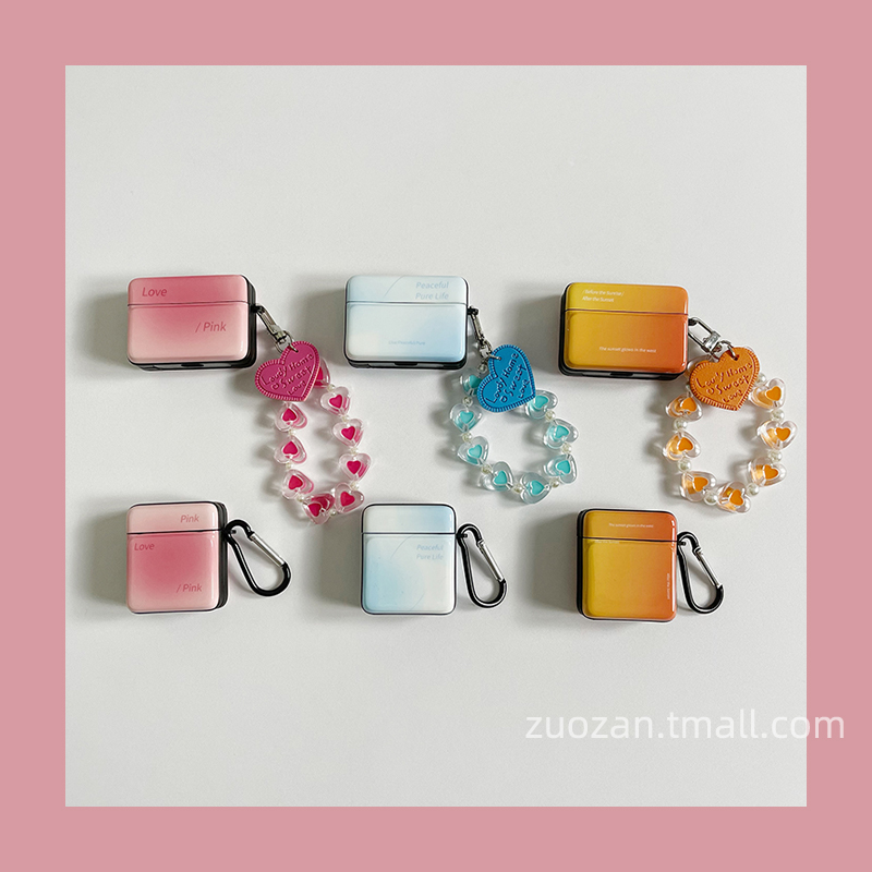 Korean style ins gradient color love hand airpods protective shell airpodspro earphone sleeve apple airpods2 second generation wireless bluetooth earphone box silicone soft shell pr