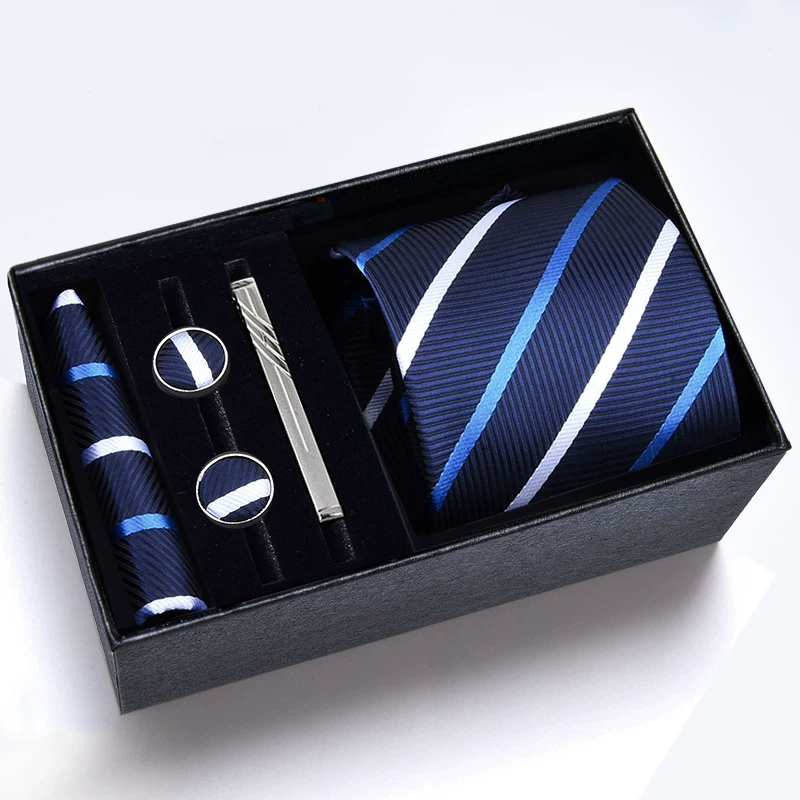 Gift box, classic suit jacket, black red tie