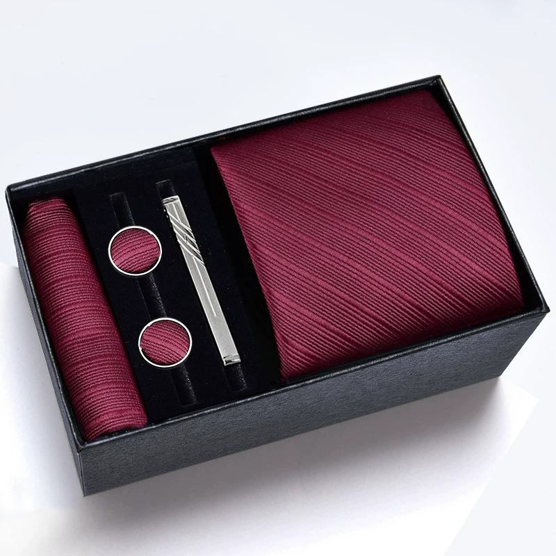 Gift box, classic suit jacket, black red tie