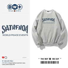 Толстовка 潮牌原创字母印花卫衣男圆领ins宽松百搭港风潮流春秋薄款外套潮