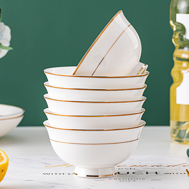 Pure white bowl large soup bowl household European-style Phnom Penh microwave large capacity ceramic large-scale eating noodles to drink soup bowl