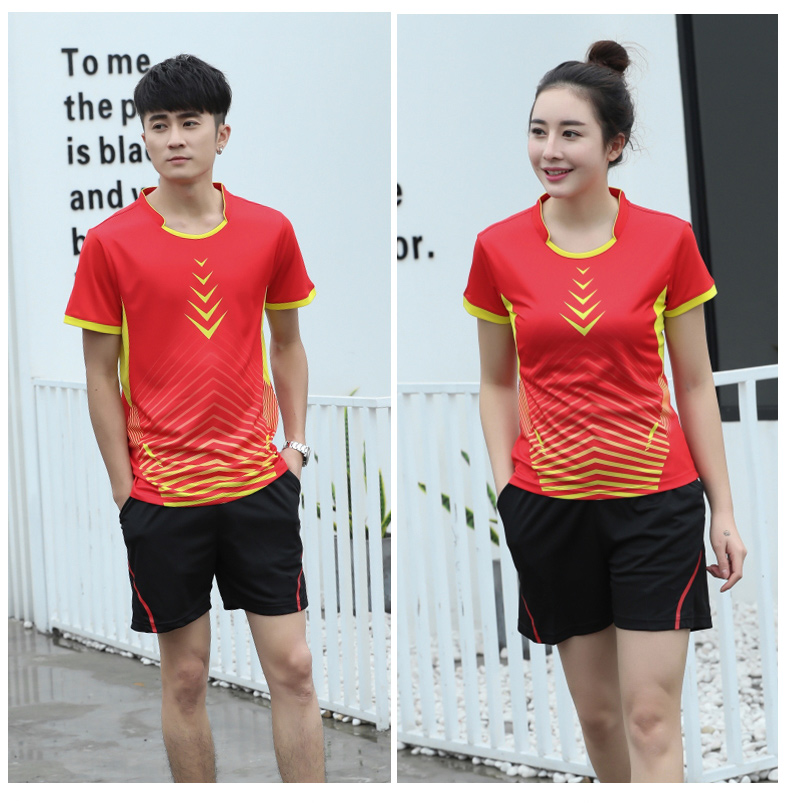 Quần áo cầu lông phù hợp với nam mùa hè mới đào tạo ngắn tay thể thao tùy chỉnh cặp đôi áo khoác thoáng khí nữ thể thao cước vợt cầu lông