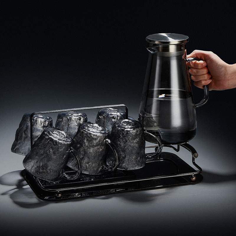 Light Luxury Style Household Glacier Glass Water Cup Set, Tea Set, Kettle Set for Living Room, Drinking Water, Tea Cups, Family Entertaining Light Luxury Style Household Glacier Glass Water Cup Set, Tea Set, Kettle Set for Living Room, Drinking Water, Tea Cups, Family Entertaining