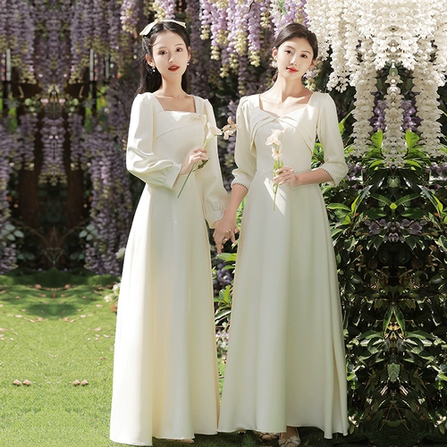 Платье подружки невесты, весеннее вечернее платье, юбка, лонгслив, цвета шампанского, по фигуре