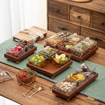 Glass chinese-style dry fruit box fruit tray