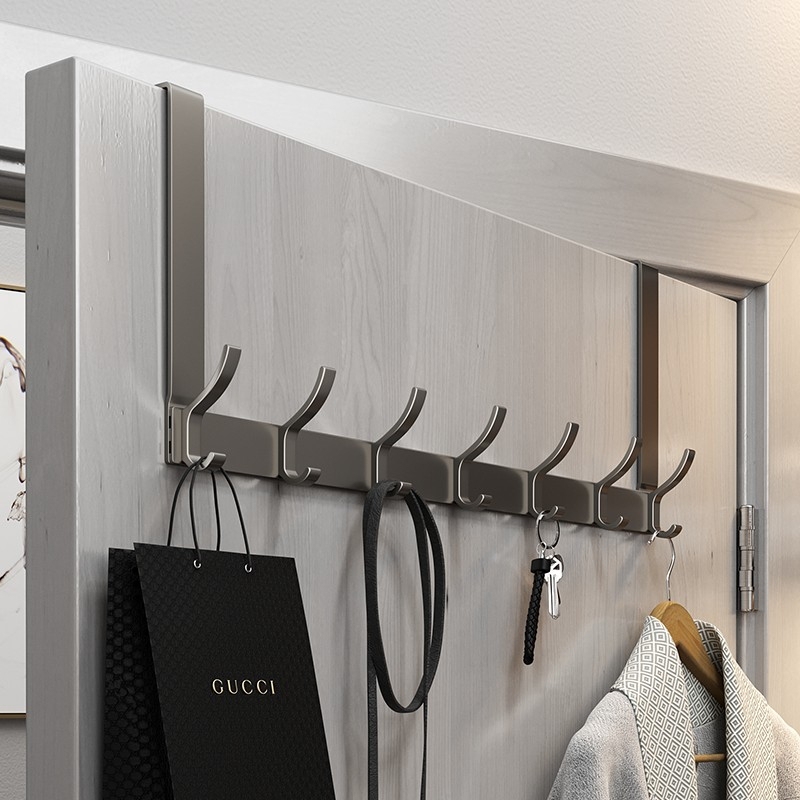 Over-The-Door Hook, No-Drill, Wall-Mounted Clothes Hanger for Bathroom and Kitchen, Traceless Clothes Rack, Storage Shelf Over-The-Door Hook, No-Drill, Wall-Mounted Clothes Hanger for Bathroom and Kitchen, Traceless Clothes Rack, Storage Shelf