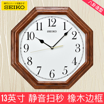 SEIKO Japan SEIKO 13 inch solid wood watch office living room clock silent oak gossip-shaped wall clock