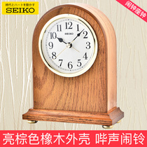SEIKO Japan Seiko solid wood table clock Fashion Japanese-style European retro living room wooden bell alarm clock table clock