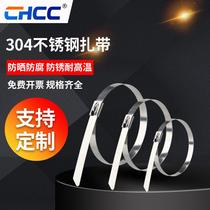 304 stainless steel cable tie tensioner 4 6 wide metal wire hoop 1 meter self-locking high temperature thick steel cable tie buckle