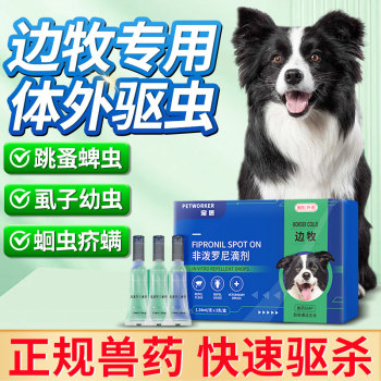 ຢາ anthelmintic ພິເສດສໍາລັບ Border Collie, ຢາຂັບໄລ່ພາຍໃນແລະພາຍນອກ, Fepredronil ຢອດສໍາລັບຫມາຂະຫນາດກາງແລະຂະຫນາດໃຫຍ່ເພື່ອກໍາຈັດ fleas ແລະເຫົາ.