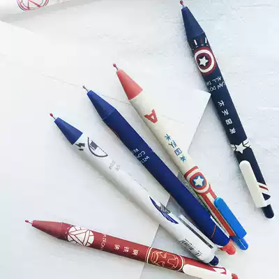 Boys cool Iron Man Avengers US team press the gel pen needle tube Conan signature black student Hokage pen