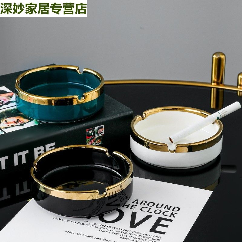 Nordic Ceramic Cubic Ashtray Creative Home Living Room Personality Trend Office With Lid Cigarette Cylinder Fashion European Style