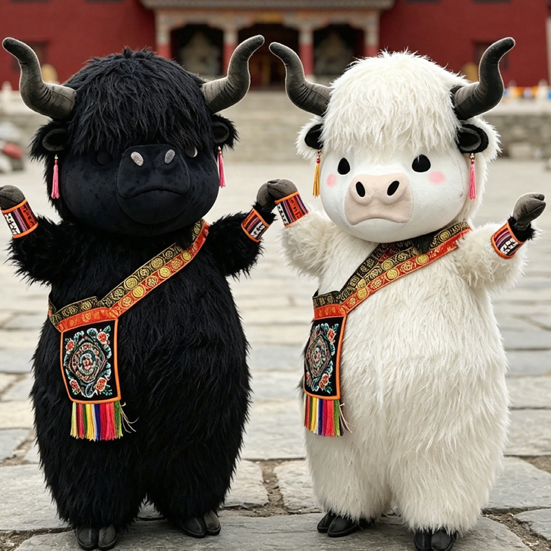 Yak Mascot Costume for Scenic Area Parades, Yak Performance Costume, Traditional Style Performance Creative Tibetan-Style Walking Cow Costume