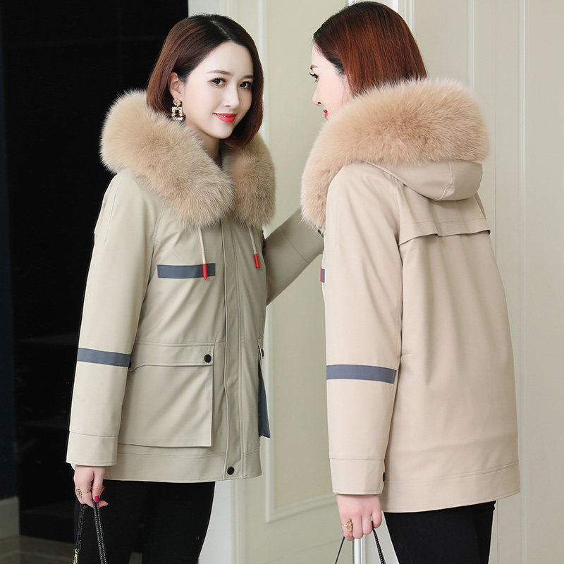 2020 autumn and winter new style parka coat women's mid-length fox fur collar rex rabbit fur liner fashion coat