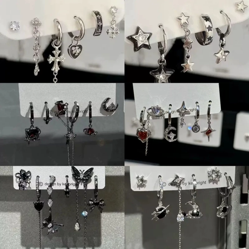 Set with zircon, small design earrings