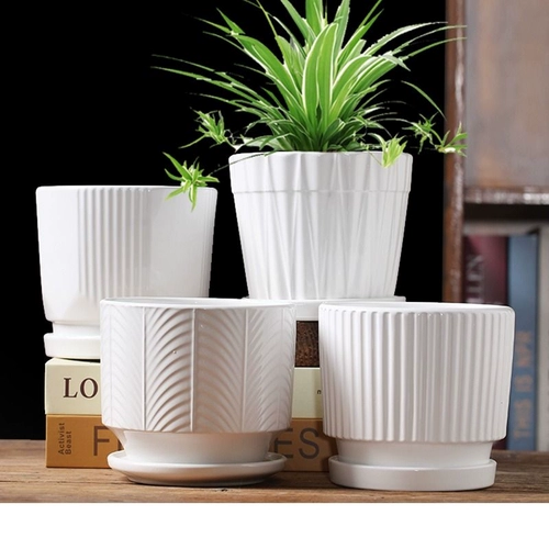Керамический очень большой белый цветочный горшок для домашнего использования