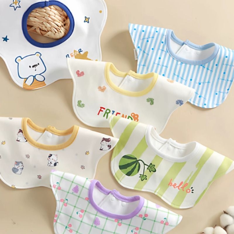 Baby Saliva Towel Pure Cotton Type a Bib for Boys and Girls Waterproof Newborn Infant Anti-Spit-Up Bib Rotatable