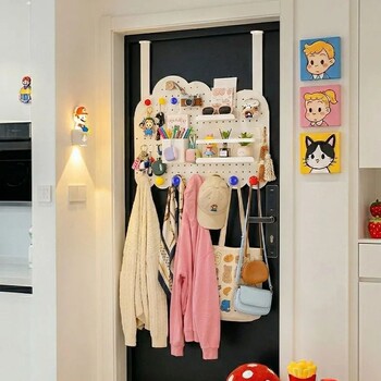 Behind door hook hole plate coat and hat hanging hook extra length