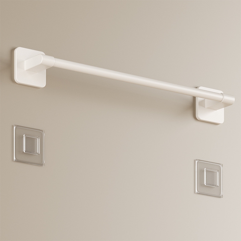 Cream-Colored Towel Rack Bathroom No-Drill Hanging Rod Bathroom Storage Shelf Wall-Mounted Toilet Storage Rack Wall Surface