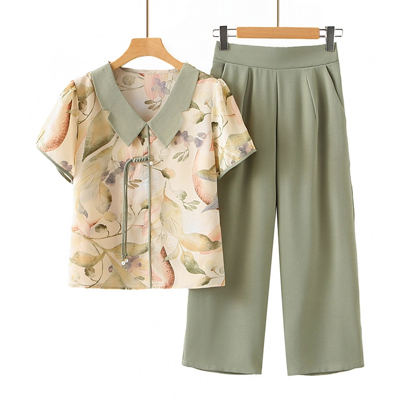New Chinese-Style Mom Outfit, Short-Sleeved Summer Suit, Stylish Middle-Aged and Elderly Women's T-Shirt, Clothes for Petite Women, Popular Hot Item This Year New Chinese-Style Mom Outfit, Short-Sleeved Summer Suit, Stylish Middle-Aged and Elderly Women's T-Shirt, Clothes for Petite Women, Popular Hot Item This Year