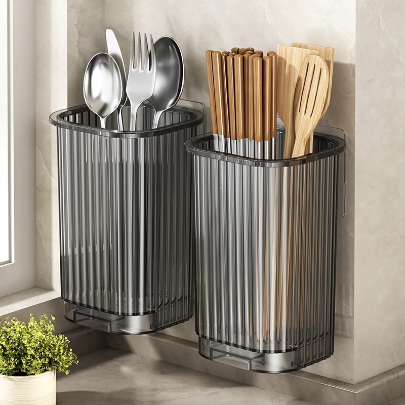 Hole-free wall-mounted chopstick storage box