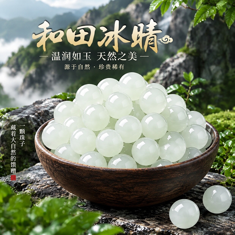 Authentic Natural Hetian Jade Loose Beads, Jade Bracelet Necklace DIY Ice-Clear Water Jade Accessories Beads, Collectible Jewelry