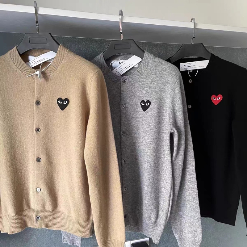 Embroidered Heart Cashmere Knit Cardigan Sweater for Men, Women, and Children, Boys' Coat, Wool, Red, Black, Winter, Japanese Style