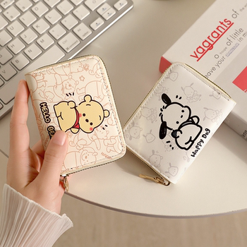 Cute cartoon card bag for women with large capacity multi-card position creative driving license storage bag coin wallet palette dog card bag