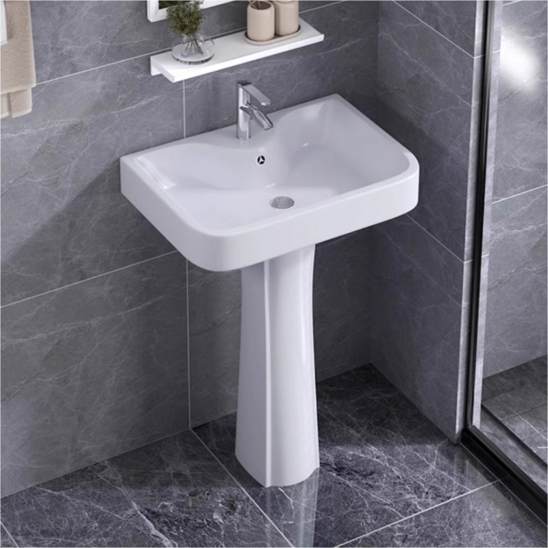 Household Ceramic Pedestal Basin Washbasin Integrated Floor-Standing Washbasin Bathroom Vanity for Small Apartments Household Ceramic Pedestal Basin Washbasin Integrated Floor-Standing Washbasin Bathroom Vanity for Small Apartments