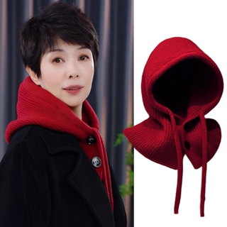 Hat, scarf, neck protector and neck scarf all-in-one hat 2025 autumn and winter new style warm woolen style korean style knitted raffia hat