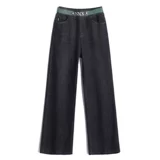 Джинсы, летние тонкие приталенные штаны, высокая талия, эластичная талия, большой размер, свободный прямой крой