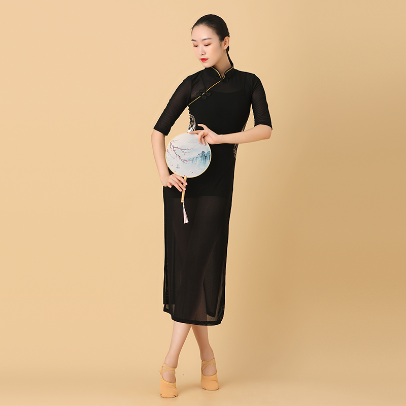 Autumn classical dance Feihe cheongsam amorous ethnic dance Chinese wind gauze practice clothes dance clothes performance clothes female