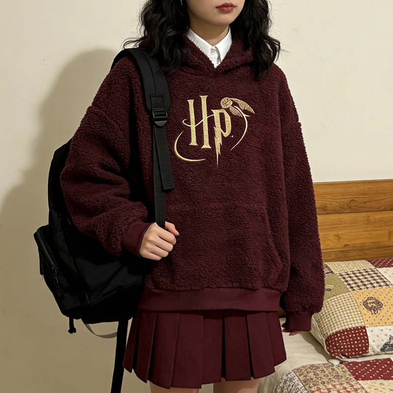 Harry Potter Collaboration Clothing Cosplay Winter Fleece Lamb Wool Thick Loose Hooded Sweatshirt Jacket Harry Potter Collaboration Clothing Cosplay Winter Fleece Lamb Wool Thick Loose Hooded Sweatshirt Jacket