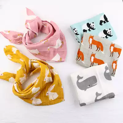 ins Large size baby triangle towel saliva towel Pure cotton yarn children's square towel baby headscarf scarf bib
