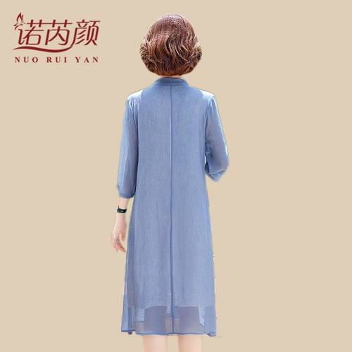 Юбка для матери, летняя одежда, длинное платье, яркий броский стиль, длина миди, средней длины, большой размер, для среднего возраста