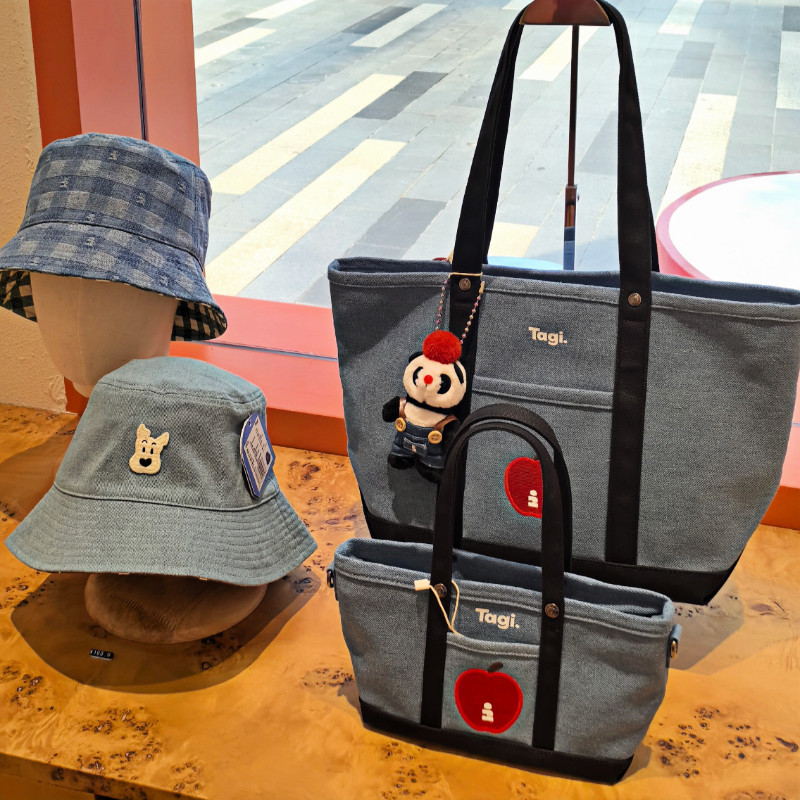 Tagi Imagine Apple Color-Block Large Capacity Commuter Retro Shoulder Bag Canvas Tote Handbag Crossbody Bag - Thumbnail 6