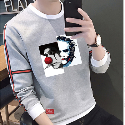 冬季长袖T恤男休闲加绒卫衣青年打底衫