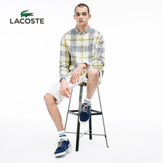 Рубашка мужская lacoste法国鳄鱼男装春夏时尚休闲透气经典格子长袖衬衫男|ch3755