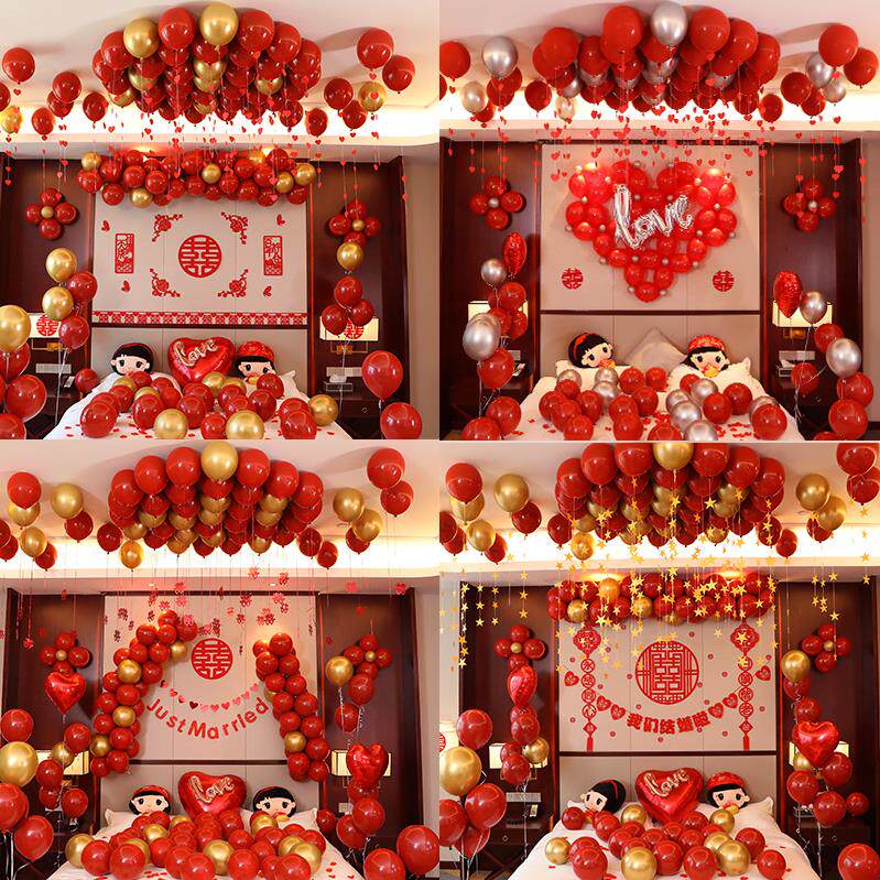 New House Placement Wedding House Decoration Suit Wedding Balloon Woman Square Bedroom Creative Romantic Wedding Scene Wedding