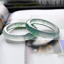 缅甸蓝水翡翠手镯天然原石飘花紫罗兰冰种少女贵妃玉手镯加工定制