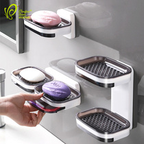 Creative soap box light luxury dormitory wall-mounted drain free punch double-layer toilet soap storage rack large