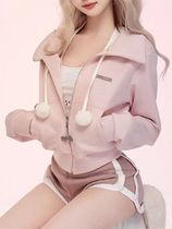Winter Japanese Kawaii Two Piece Set Women Pink Sweet Shorts
