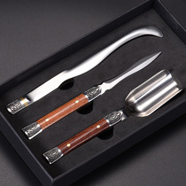 Tea knife three-piece set Tea set accessories set Stainless steel Puer tea knife tea spoon Tea clip Tea needle Tea cone Kung Fu Tea Road